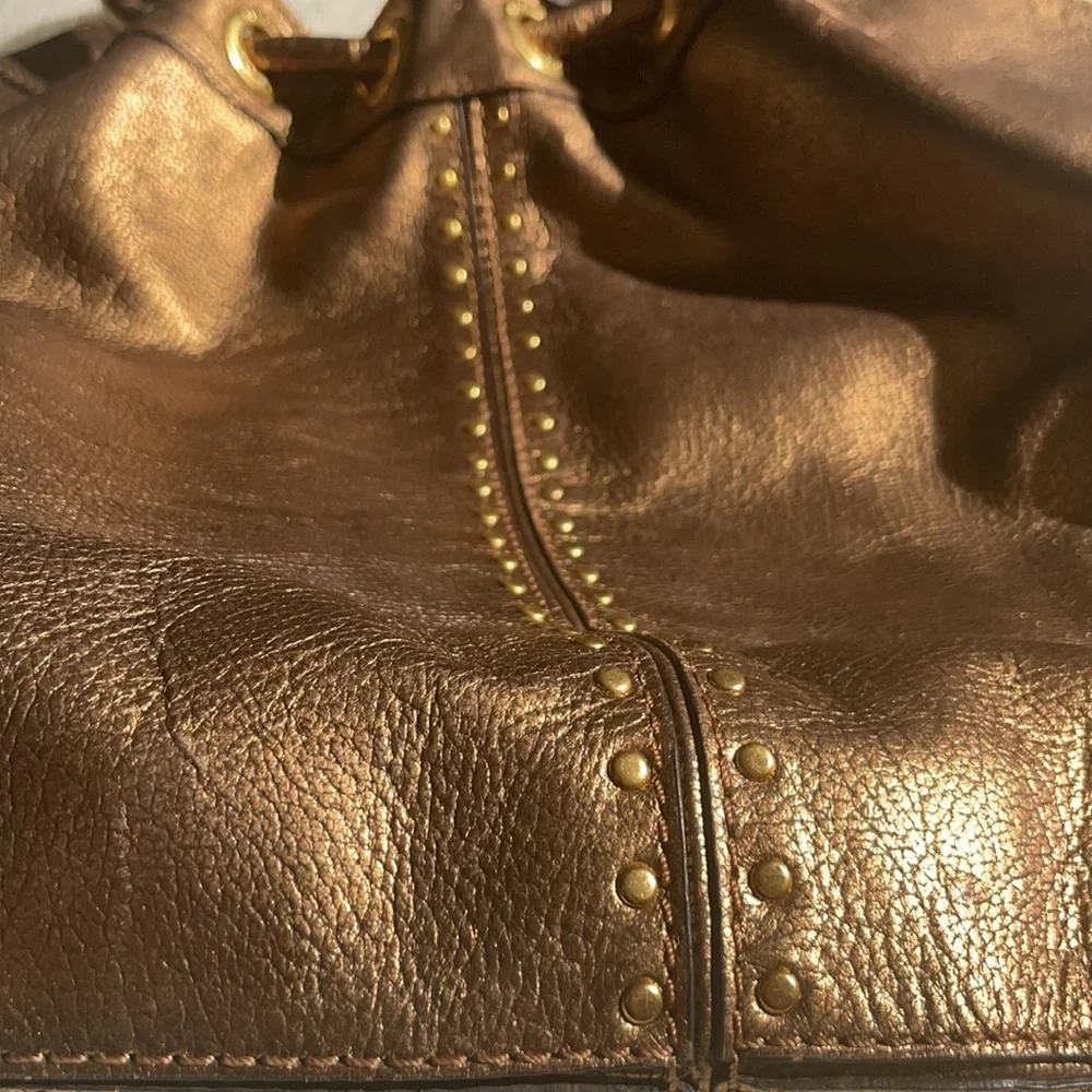 Michael Kors leather bronze brown metallic brown shoulder bag